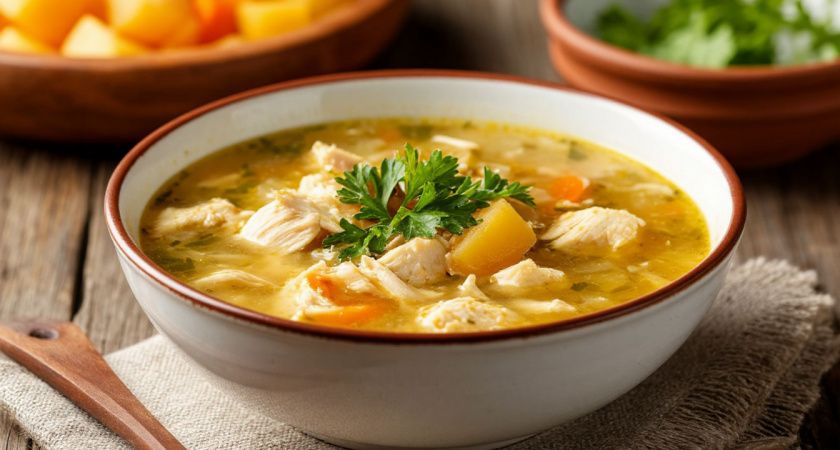 Манная крупа — неожиданный ингредиент для насыщенного куриного супа Манная крупа — неожиданный ингредиент для насыщенного куриного супа
