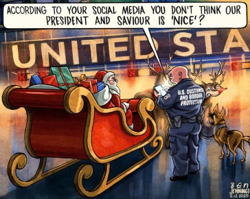 Владимир Корнилов: The Guardian полагает, что у Санта-Клауса при въезде в США теперь могут возникнуть проблемы: «Согласно вашим социальным сетям, вы не считаете нашего президента и спасителя «приятным»?»