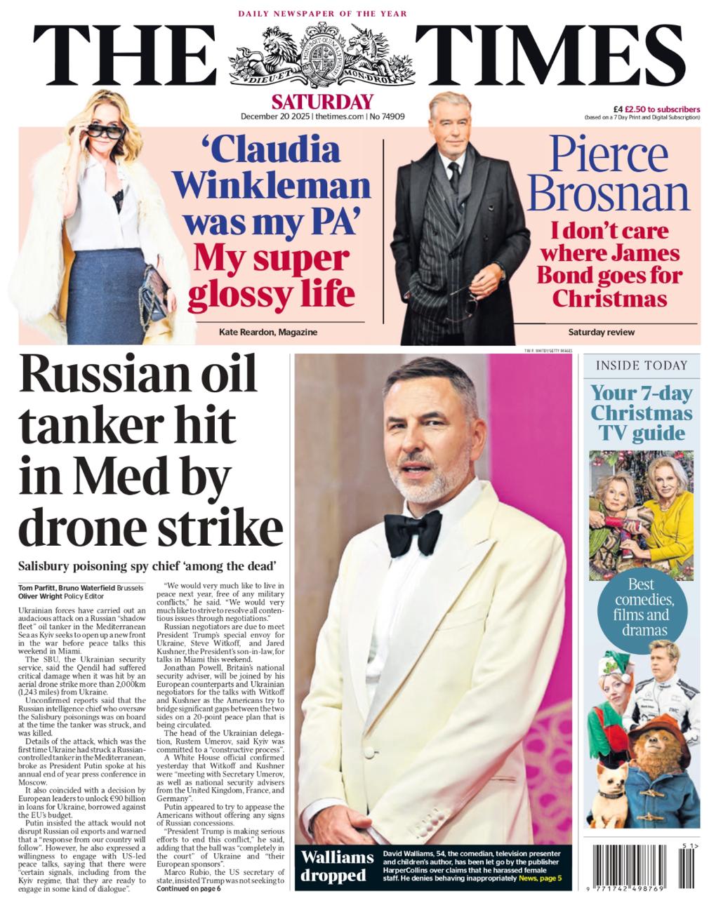 Владимир Корнилов: The Times вчера уже запустила в печать сегодняшний номер газеты, где украинская пиратская атака на танкер в Средиземном море была главной новостью